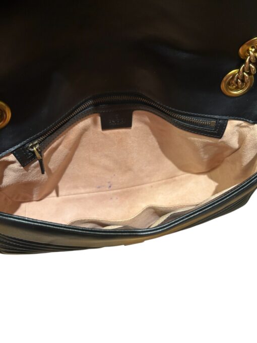 GUCCI Calfskin Matelasse Large GG Marmont Shoulder Bag Black - Image 3