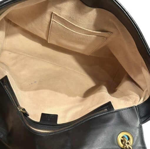 GUCCI Calfskin Matelasse Large GG Marmont Shoulder Bag Black - Image 10