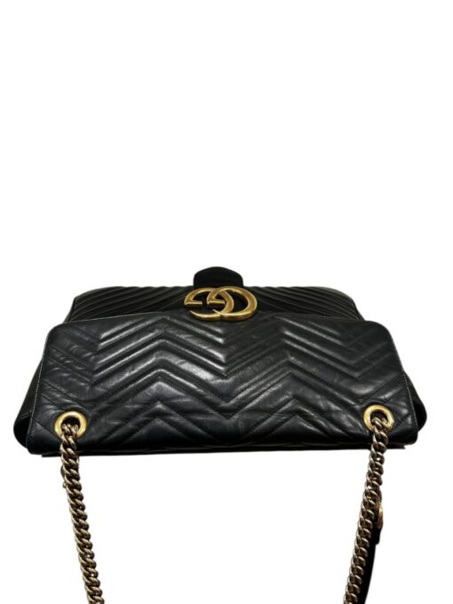 GUCCI Calfskin Matelasse Large GG Marmont Shoulder Bag Black - Image 7