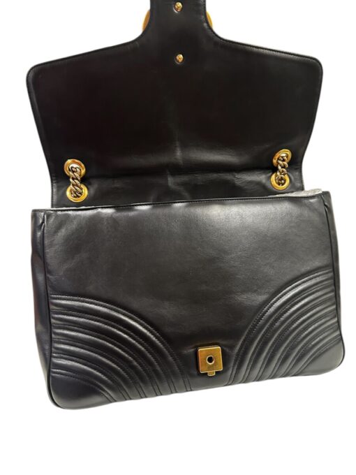 GUCCI Calfskin Matelasse Large GG Marmont Shoulder Bag Black - Image 13