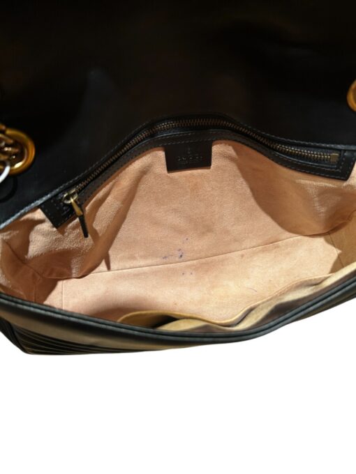 GUCCI Calfskin Matelasse Medium GG Marmont Shoulder Crossbody Bag Black - Image 2