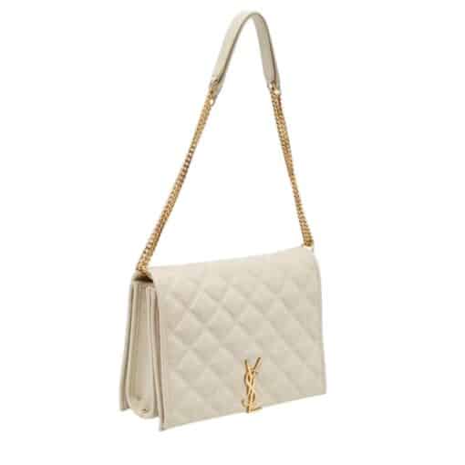 SAINT LAURENT Lambskin Quilted leather Becky Chain Bag Crema Soft. - Image 8