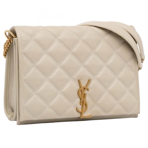 SAINT LAURENT Lambskin Quilted leather Becky Chain Bag Crema Soft. - Image 12