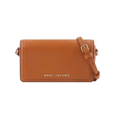 Marc Jacobs Women's Mini Leather Crossbody Smoked Almond Bag.