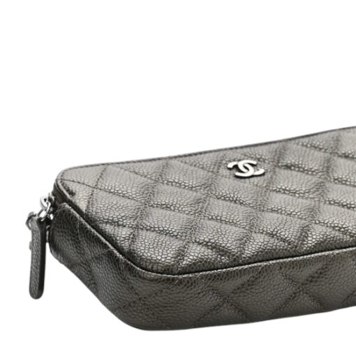 CHANEL Caviar Quilted Mini Crossbody Bag with Chain Dark Charcoal - Image 2