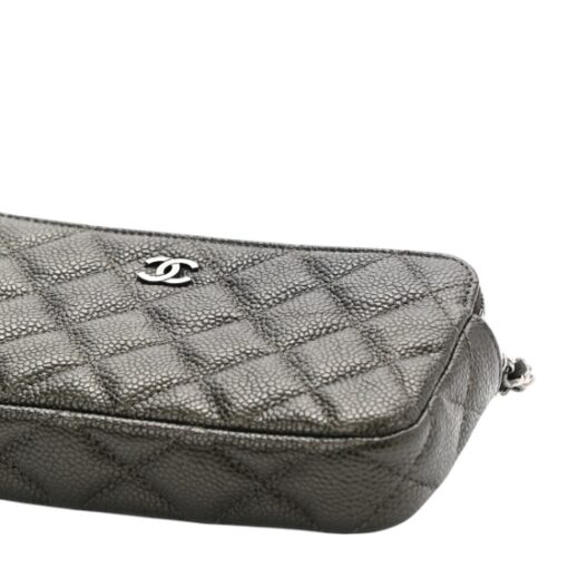 CHANEL Caviar Quilted Mini Crossbody Bag with Chain Dark Charcoal - Image 7