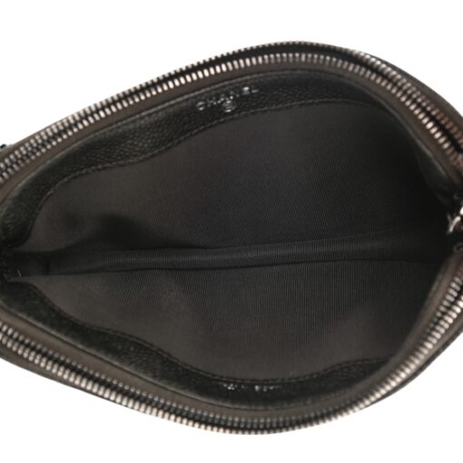 CHANEL Caviar Quilted Mini Crossbody Bag with Chain Dark Charcoal - Image 8