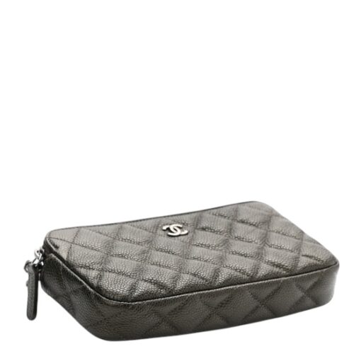 CHANEL Caviar Quilted Mini Crossbody Bag with Chain Dark Charcoal - Image 10