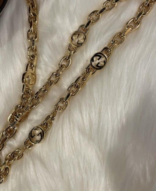 GUCCI GG Supreme Monogram Small Horsebit 1955 Chain Shoulder Bag Beige Ebony Brown Sugar - Image 17