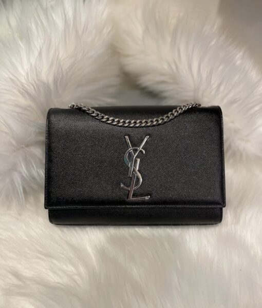 SAINT LAURENT Grain De Poudre Small Classic Monogram Kate Satchel Black - Image 10