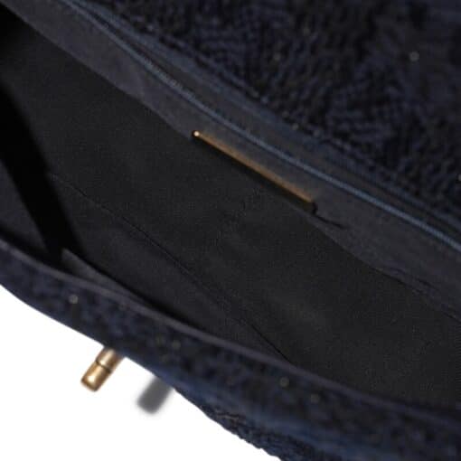 CHANEL Tweed Quilted Medium Chanel 19 Flap Navy Blue Black - Image 7