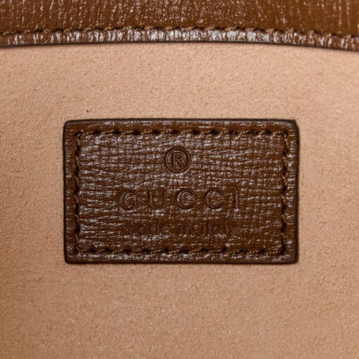 GUCCI GG Supreme Monogram Small Horsebit 1955 Chain Shoulder Bag Beige Ebony Brown Sugar - Image 13