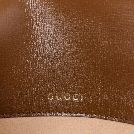 GUCCI GG Supreme Monogram Small Horsebit 1955 Chain Shoulder Bag Beige Ebony Brown Sugar - Image 11
