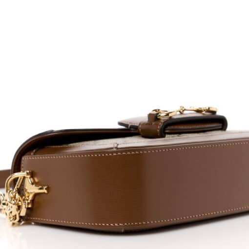 GUCCI GG Supreme Monogram Small Horsebit 1955 Chain Shoulder Bag Beige Ebony Brown Sugar - Image 10