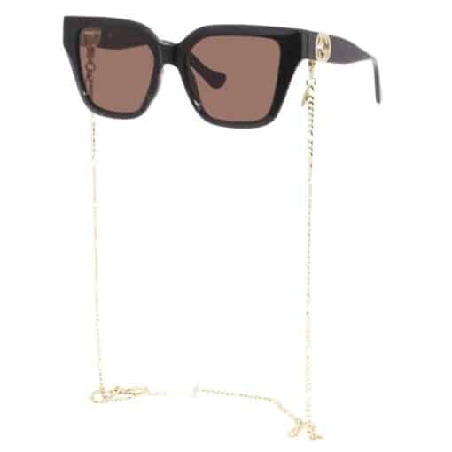 GUCCI Acetate Ladies Square Frame Chain Sunglasses Black. - Image 6