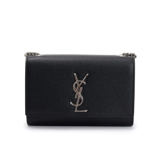 SAINT LAURENT Grain De Poudre Small Classic Monogram Kate Satchel Black - Image 3