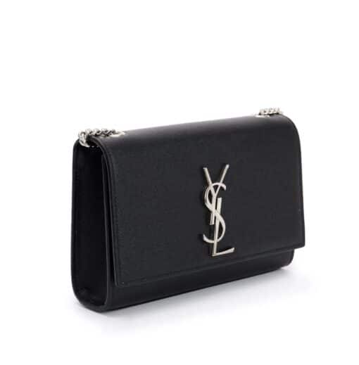 SAINT LAURENT Grain De Poudre Small Classic Monogram Kate Satchel Black - Image 2