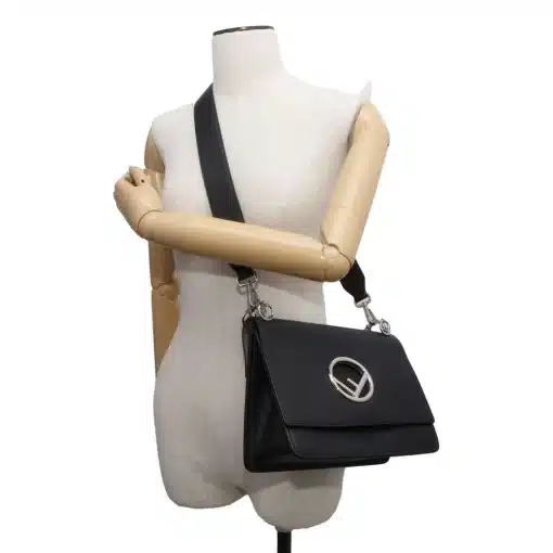 FENDI Vitello Century Opaco F is Fendi Kan I Shoulder Bag Black. - Image 8