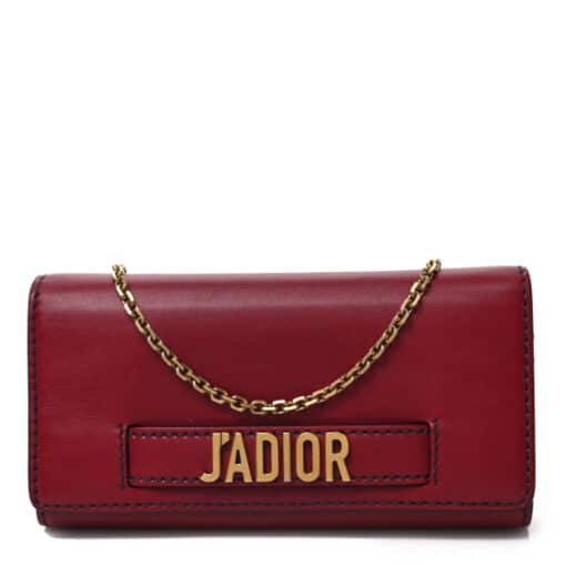 CHRISTIAN DIOR Leather Wallet on Chain J'adior Croisiere Red - Image 7