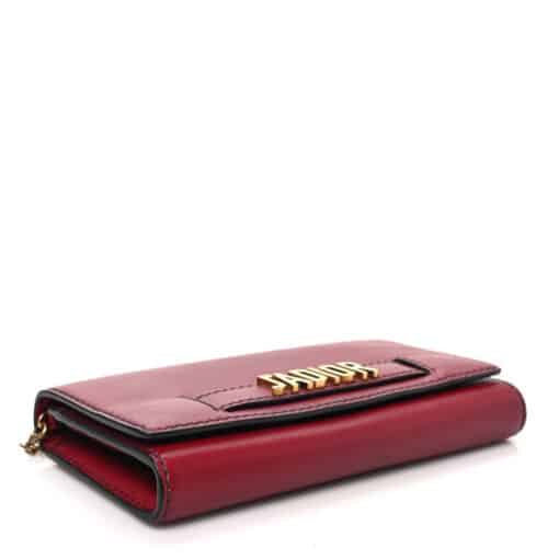 CHRISTIAN DIOR Leather Wallet on Chain J'adior Croisiere Red - Image 5