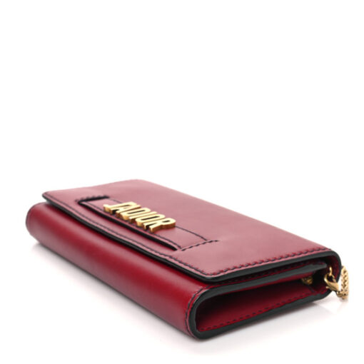 CHRISTIAN DIOR Leather Wallet on Chain J'adior Croisiere Red - Image 2