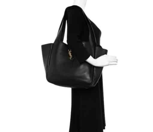 SAINT LAURENT Grained Deerskin Bea Tote Black Shoulder Bag - Image 10