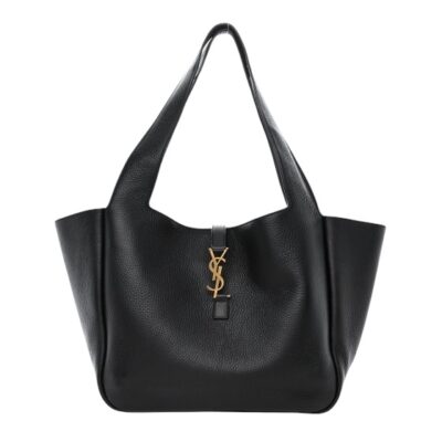 SAINT LAURENT Grained Deerskin Bea Tote Black Shoulder Bag