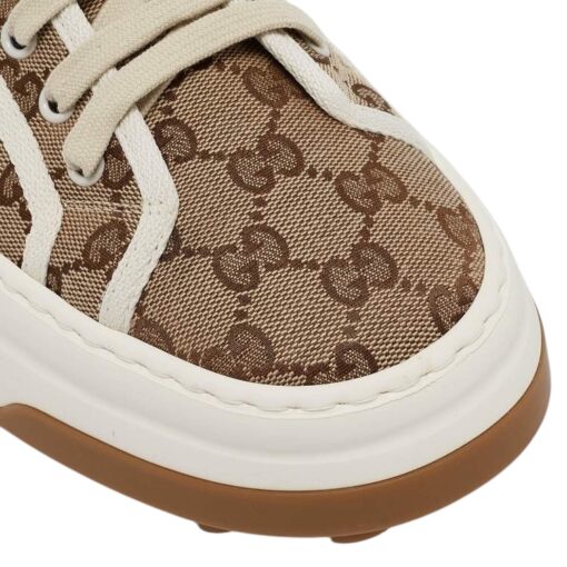 Gucci Beige GG Canvas Lace Up Sneakers (Size 36.5/37) - Image 4