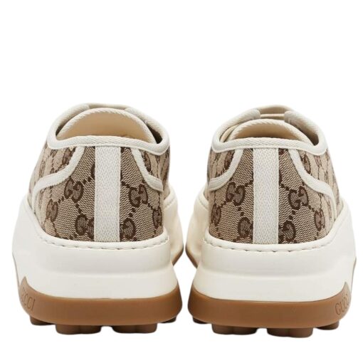 Gucci Beige GG Canvas Lace Up Sneakers (Size 36.5/37) - Image 6
