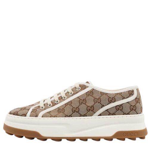 Gucci Beige GG Canvas Lace Up Sneakers (Size 36.5/37) - Image 9