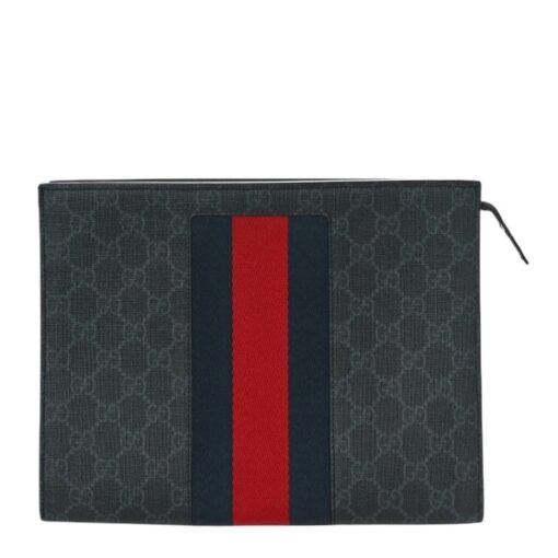 GUCCI GG Supreme Monogram Selleria Calfskin Web New Web Cosmetic/ Clutch Bag. - Image 6
