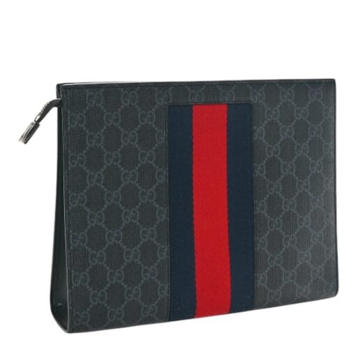 GUCCI GG Supreme Monogram Selleria Calfskin Web New Web Cosmetic/ Clutch Bag. - Image 7