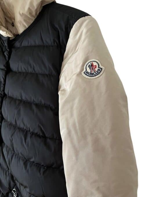 Moncler Parka Black and Cream Ladies Coat (Size S/M) - Image 6