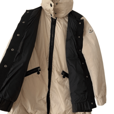 Moncler Parka Black and Cream Ladies Coat (Size S/M)