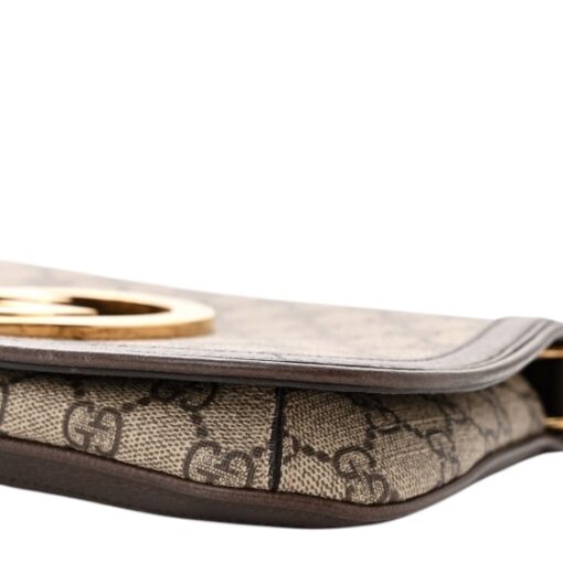 GUCCI GG Supreme Monogram Textured Dollar Calfskin Blondie Chain Shoulder Flap Bag Beige Ebony. - Image 8