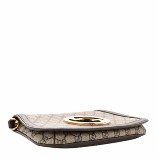 GUCCI GG Supreme Monogram Textured Dollar Calfskin Blondie Chain Shoulder Flap Bag Beige Ebony. - Image 10