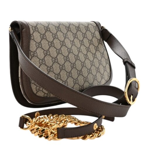 GUCCI GG Supreme Monogram Textured Dollar Calfskin Blondie Chain Shoulder Flap Bag Beige Ebony. - Image 11