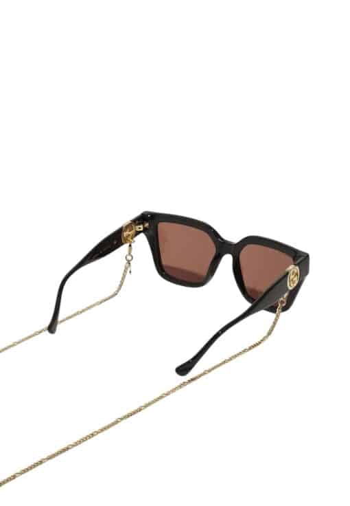 GUCCI Acetate Ladies Square Frame Chain Sunglasses Black. - Image 9