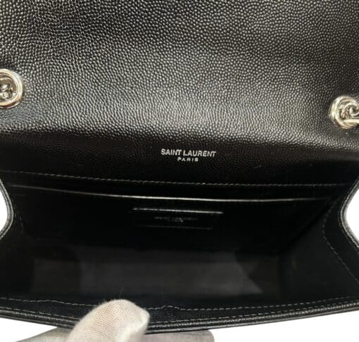 SAINT LAURENT Grain De Poudre Small Classic Monogram Kate Satchel Black - Image 4