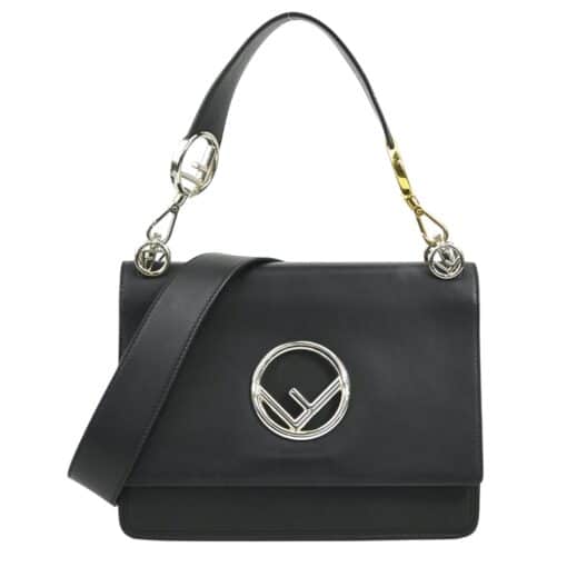 FENDI Vitello Century Opaco F is Fendi Kan I Shoulder Bag Black.