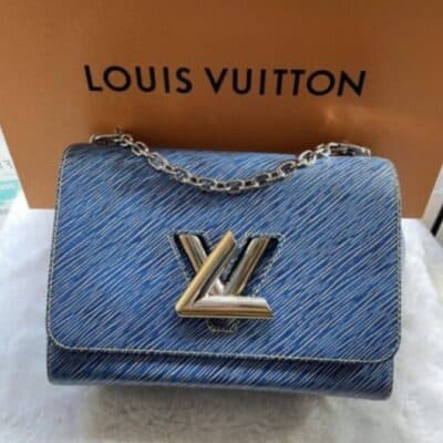 Louis Vuitton EPI Leather Twist Shoulder Bag MM Denim Light