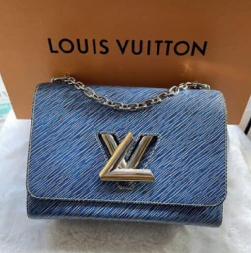 Louis Vuitton EPI Leather Twist Shoulder Bag MM Denim Light