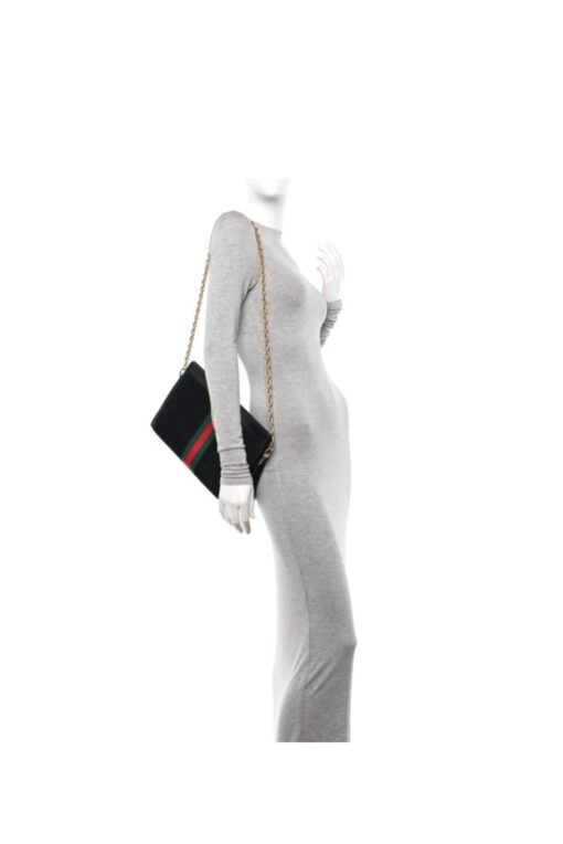 GUCCI Suede Patent GG Web Ophidia Chain Shoulder Bag - Image 5