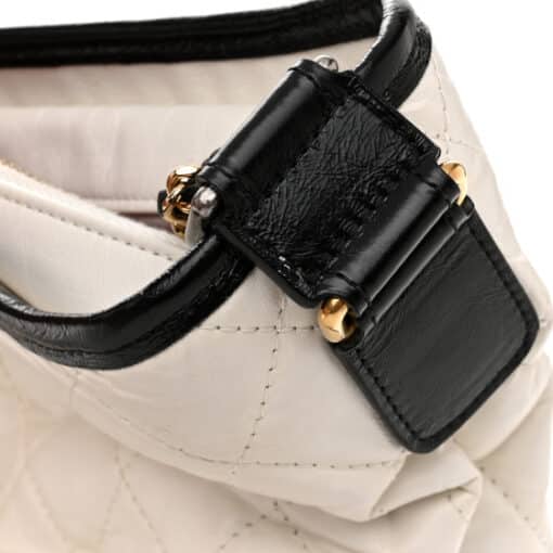 CHANEL Aged Calfskin Quilted Medium Gabrielle Hobo Black White - Image 6