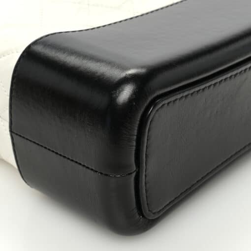 CHANEL Aged Calfskin Quilted Medium Gabrielle Hobo Black White - Image 8