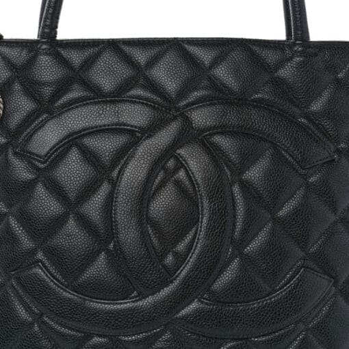 CHANEL Caviar Quilted Medallion Tote Black and Silver Hardware - Image 3