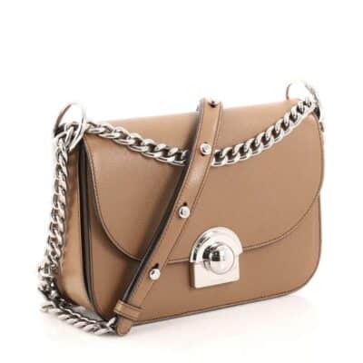 PRADA Glace Calfskin Arcade Crossbody Bag Caramel.