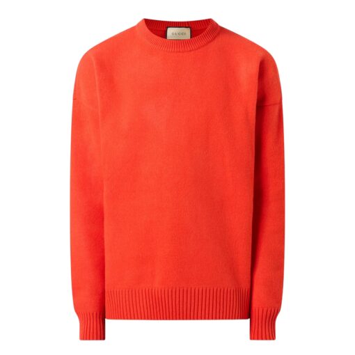 Gucci Men's Logo Tab Crew Neck Knit Jumper in Tomato Red (Size oversized M) - Image 3