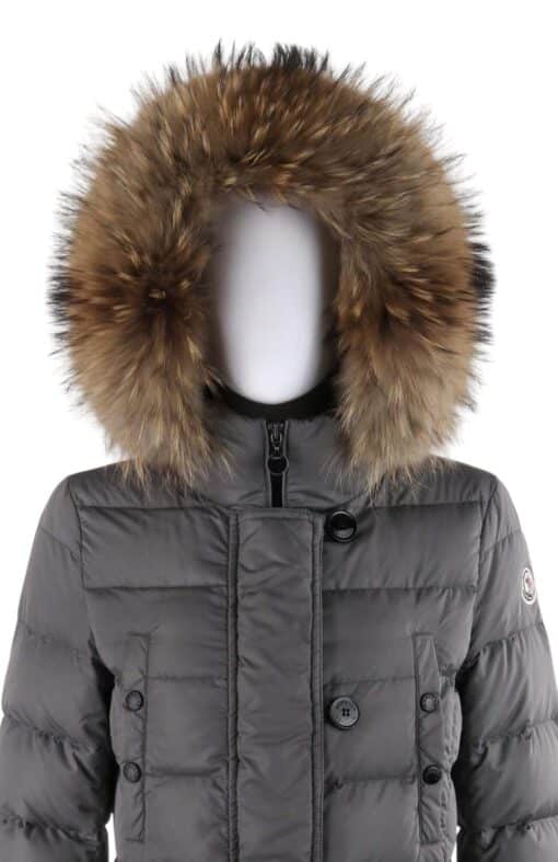 MONCLER “Genevrier” Giubbotto Gray Fur Quilted Puffer Jacket Parka Coat (Size 3) - Image 9