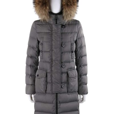 MONCLER “Genevrier” Giubbotto Gray Fur Quilted Puffer Jacket Parka Coat (Size 3)